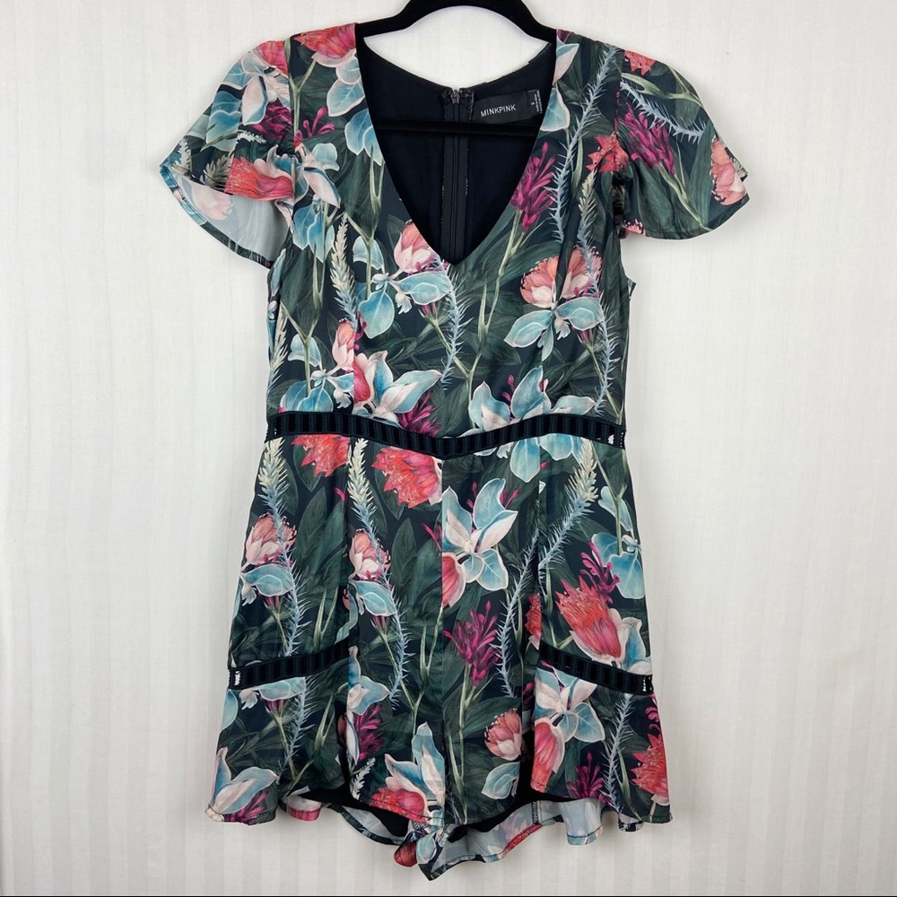 Sexy Floral MINKPINK V Neck Romper Small